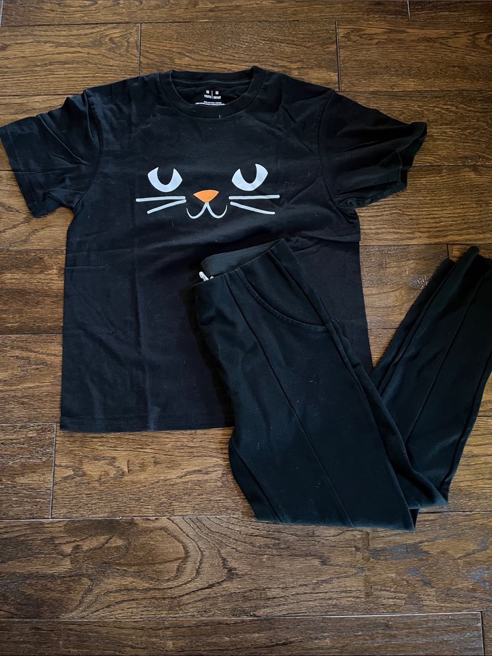 Girls Black Cat - Cat & Jack tshirt sized med. Zara black street pants Sz 13/14